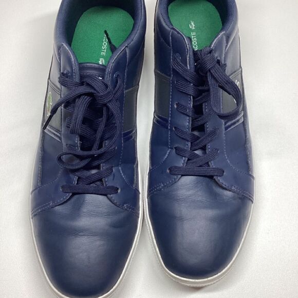 Lacoste Men’s Europa LCR Navy & White Synthetic Leather Sneakers Size 13 - Picture 4 of 12